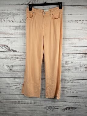 7 For All Mankind Jeans Women's Size 12 Peach High Rise Wide Leg Split Hem Pants